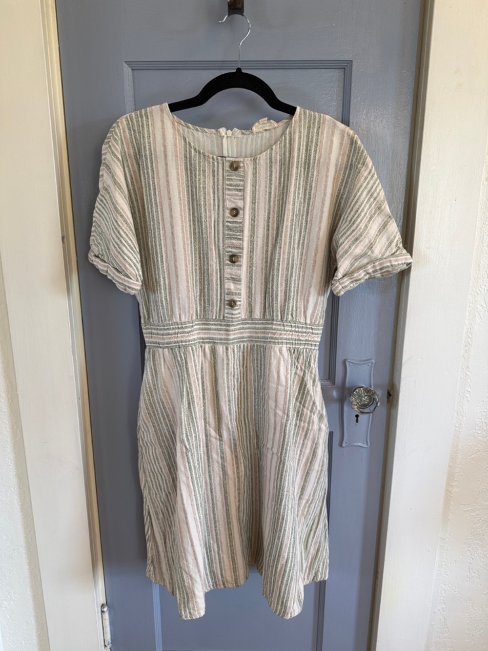 orange creek Striped Midi Dress in Sage and Cream